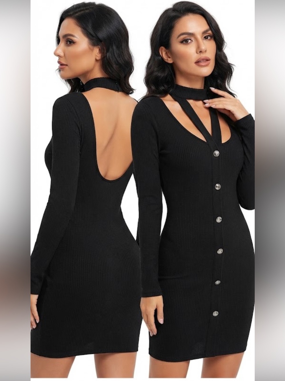 SHEIN BIZwear Women's Knitted Button Decoration Dress size S NWT